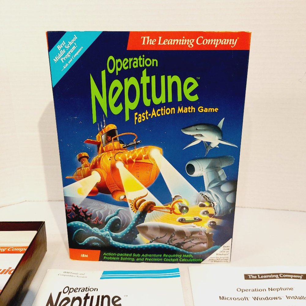 Vtg The Learning Company Operation Neptune PC Big Box Game - windows, DOS